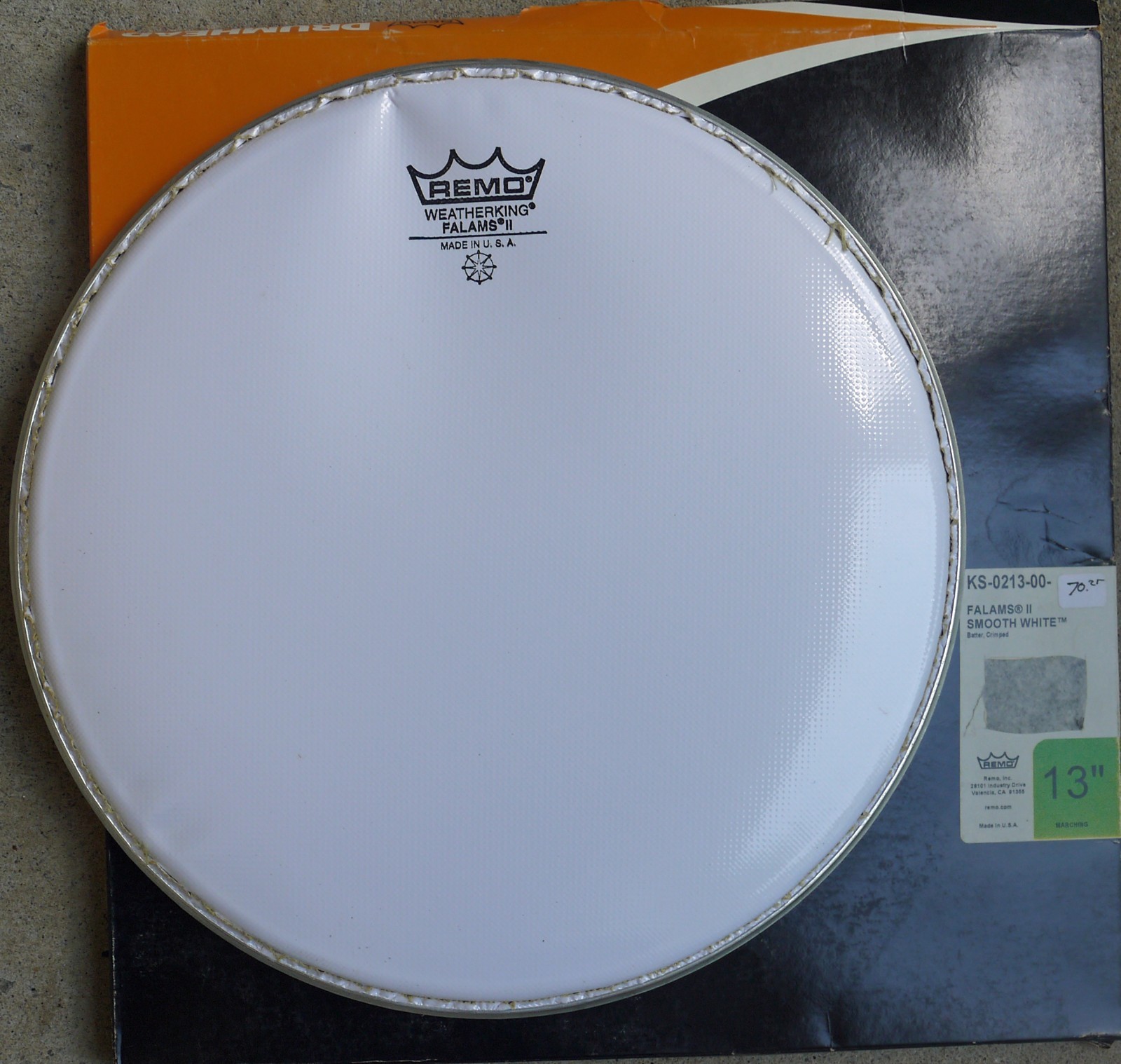 Remo 13" Drum Head Falams II Smooth White Batter Crimped KS-0213-00 USA NOS RARE