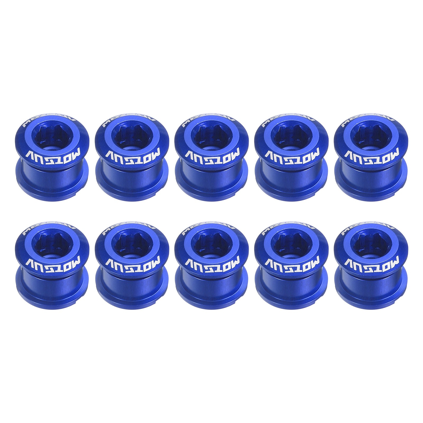 10pcs Single Chain Ring Bolts M8 Aluminum Alloy Bike Chainwheel Screws, Blue