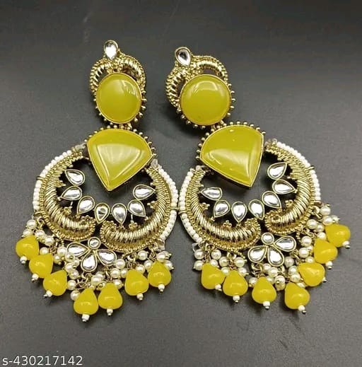 Kundan Jhumka Earrings Indian Gold Plated Bollywood Style Jewelry Set