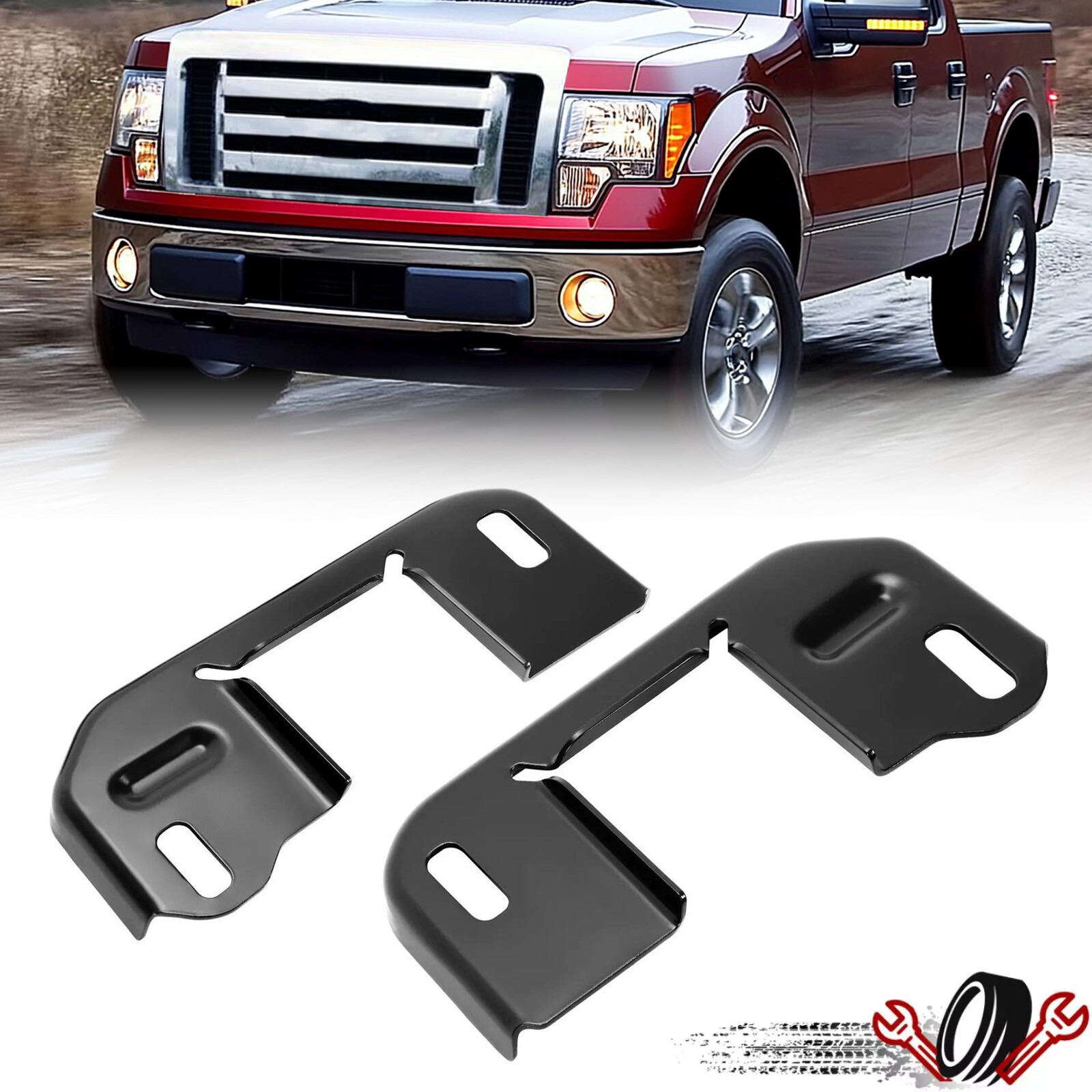 Front Left & Right Bumper Frame Rail End Bracket Pair For 2009 10-14 Ford F-150