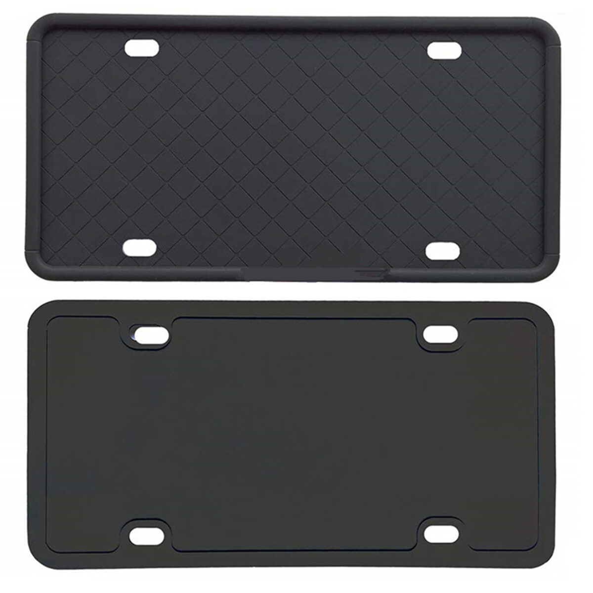 Car License Plate Frame Front Rear Holder Soft Silicone Rubber Black Accessories