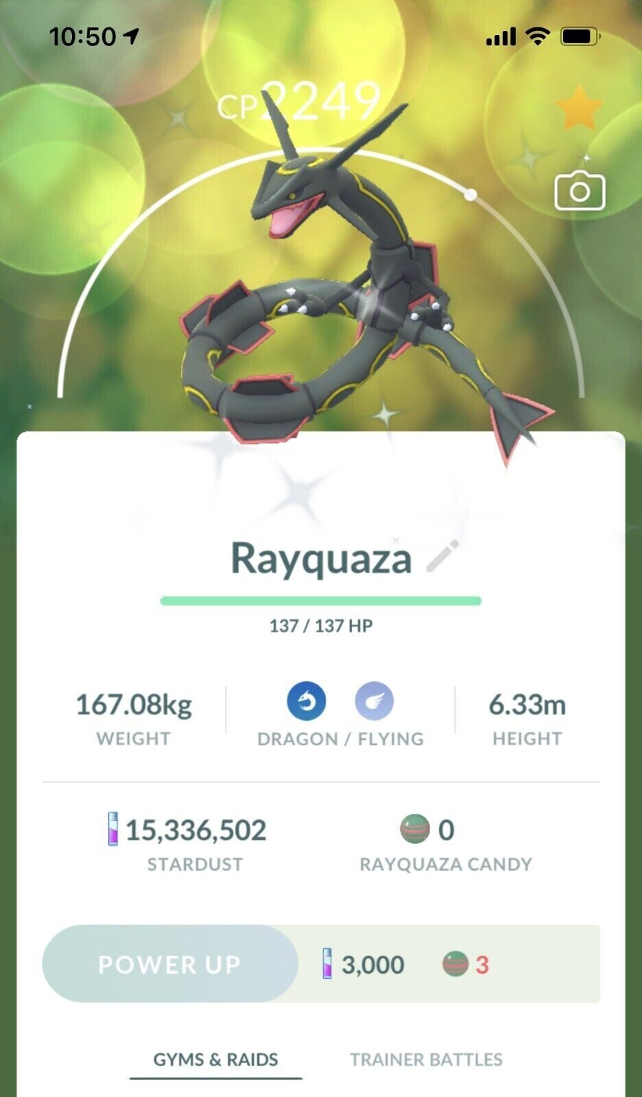 Shiny Rayquaza have Dragon Ascent - TRADE 1 Mil stardust - unregistered trade
