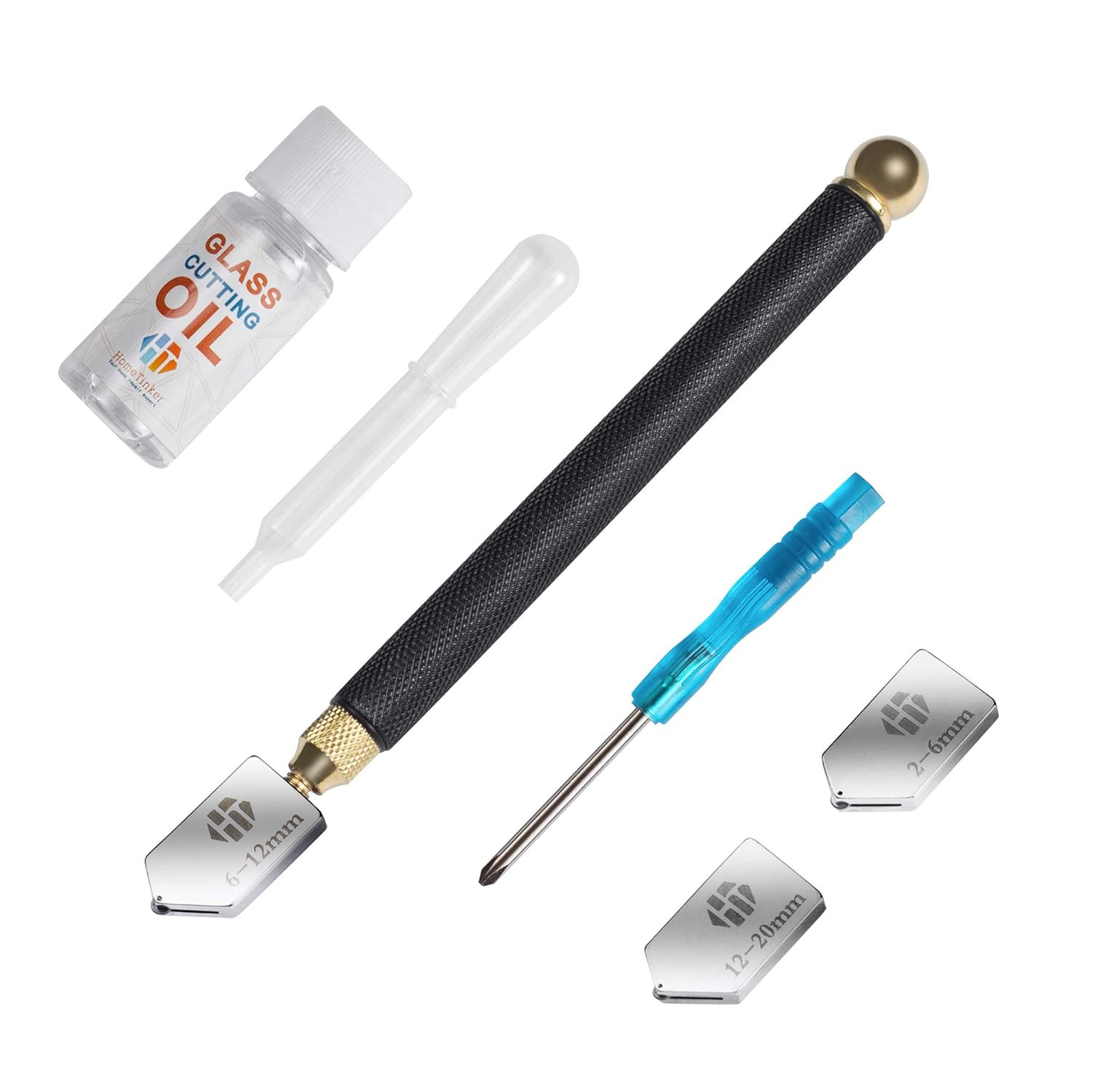 Glass Cutter Tool with Automatic Oil Feed - 2mm-20mm, Ideal for Mirrors, Tile...