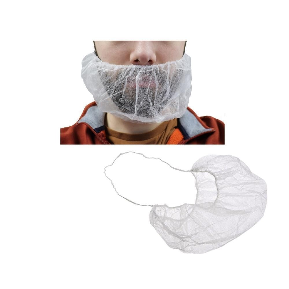 500/Cs Beard Net Sanitary Protection White Latex Free Polypropylene 2 Cases
