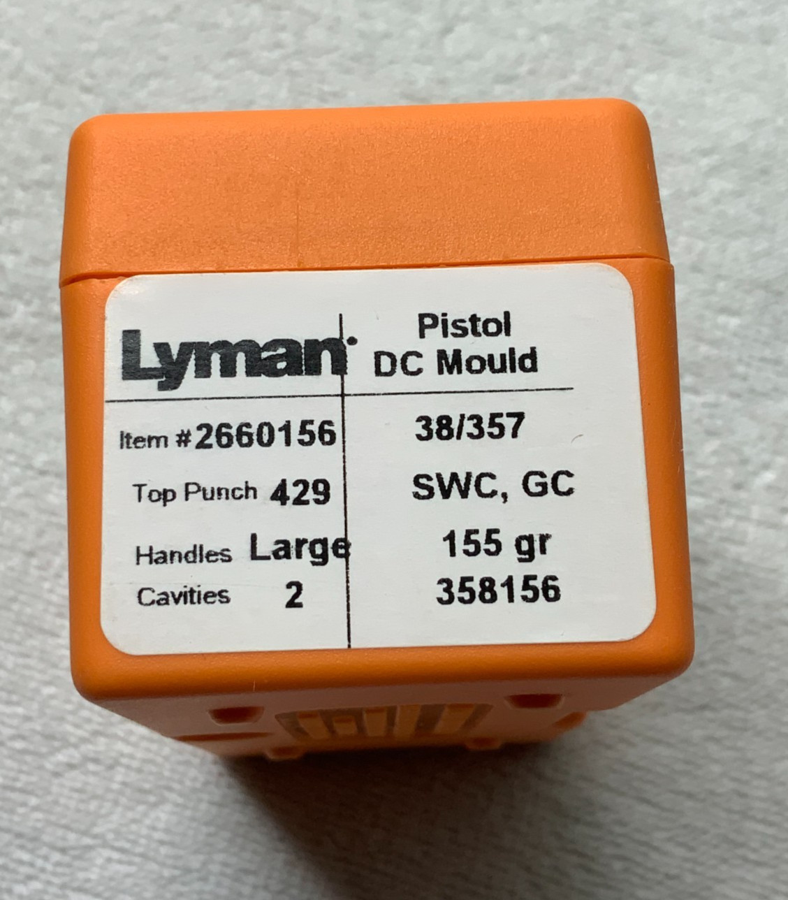 Lyman 2-Cavity Pistol Mould #358156 38 Spec, 357 Mag SWC-GC 155gr # 2660156 New!