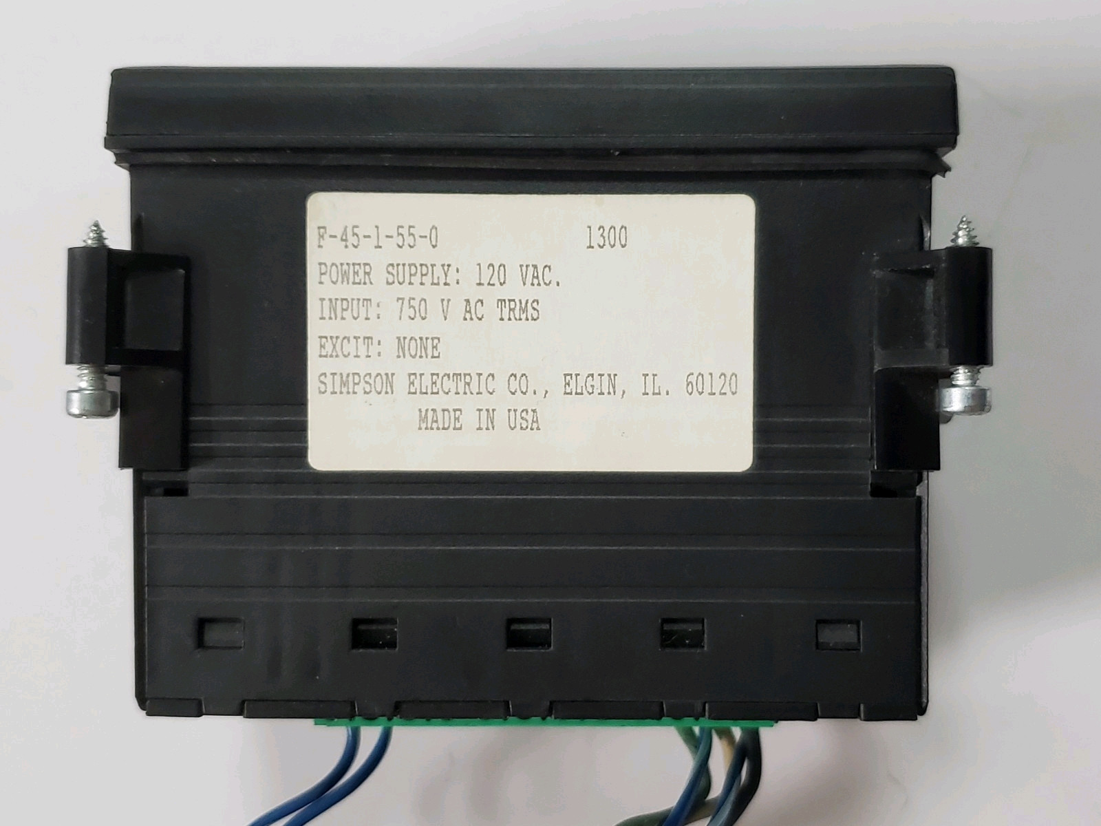 Simpson Electric F-45-1-55-0 750V AC TRMS Panel Meter Display