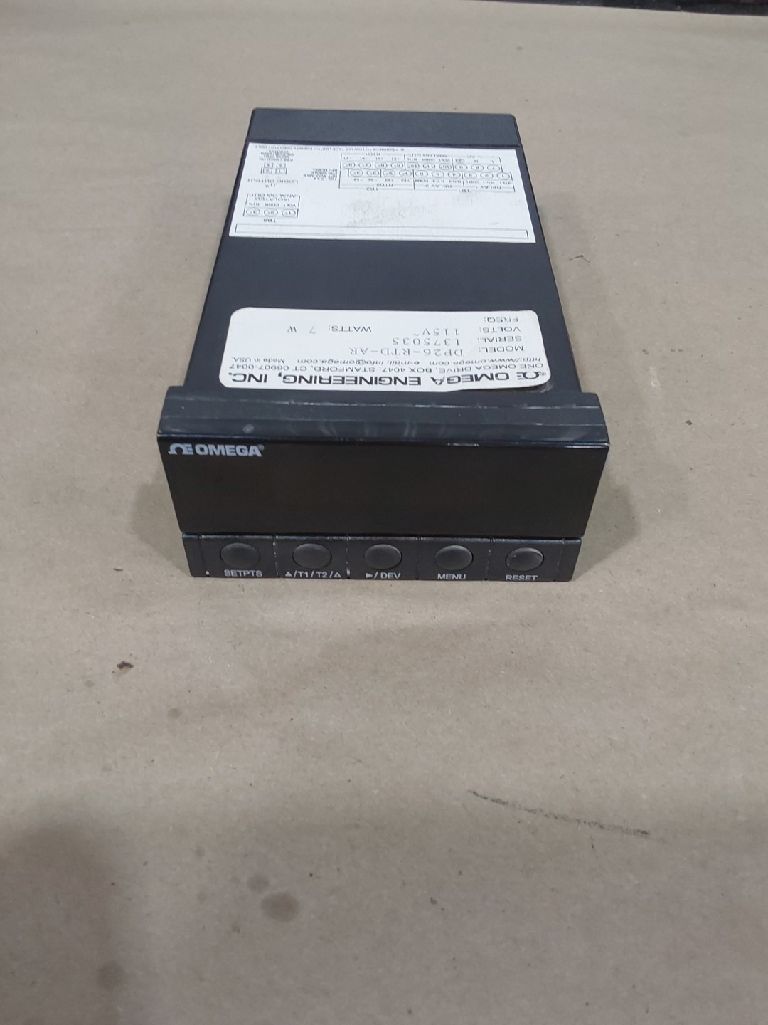 OMEGA ENGINEERING, INC. DP26-RTD-AR DIFFERENTIAL TEMPERATURE METER, 115 VOLTS,7W