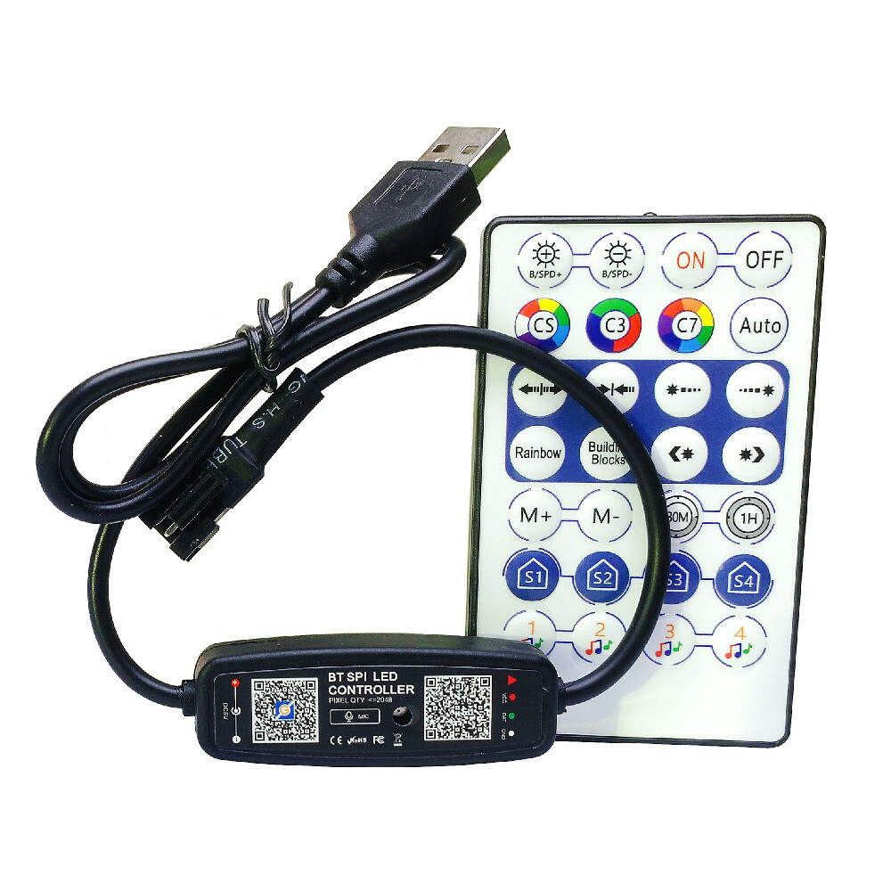 WS2812 SK6812 WS2811 LED Pixels Controller APP Bluetooth Music With Mic USB DC