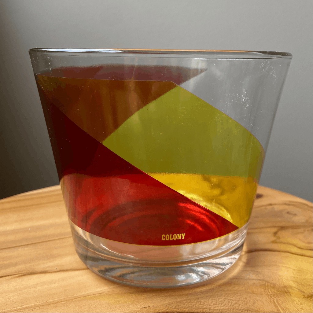 Vintage Colony Glass Ice Bucket | MCM Geometric Barware Pop Art Style