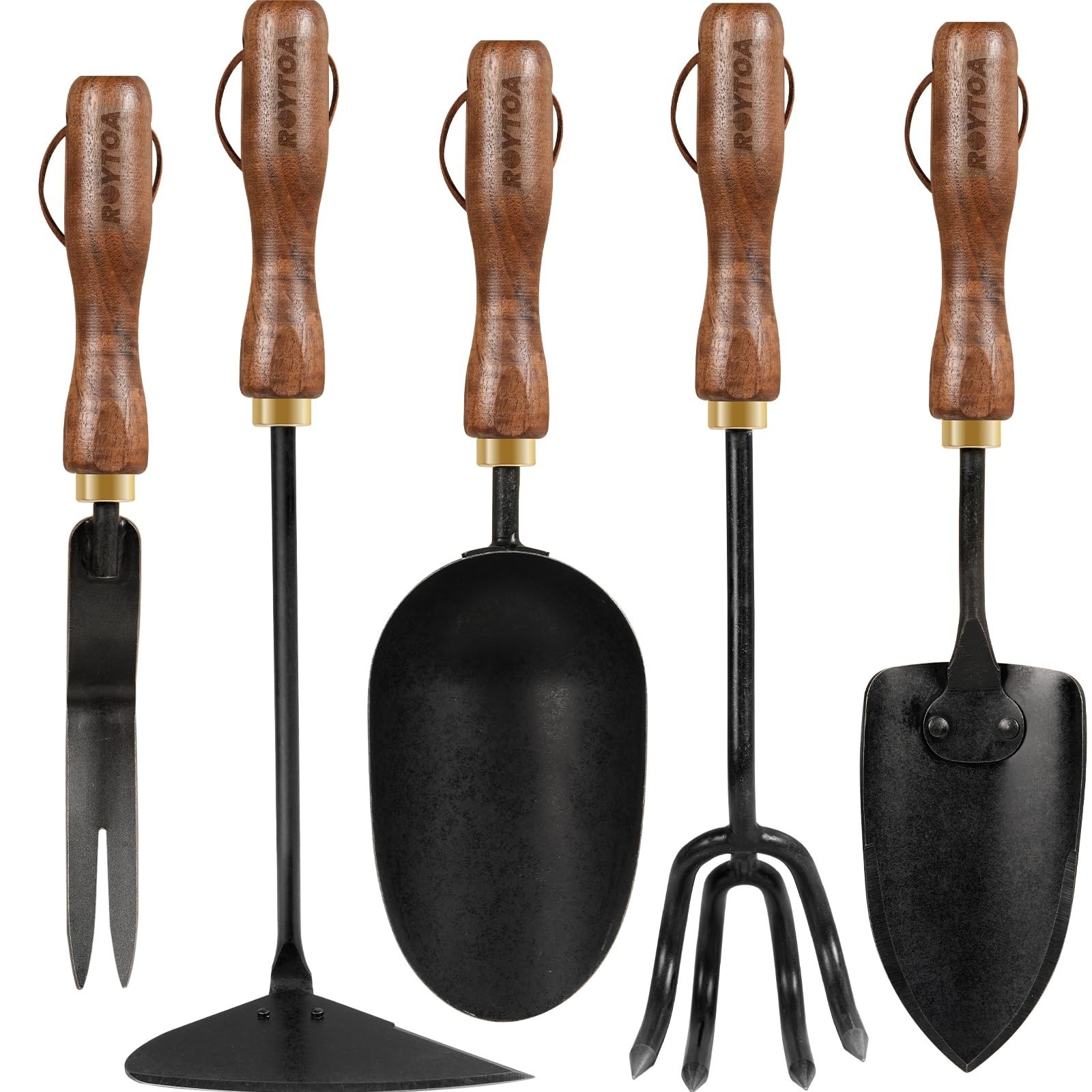 ROYTOA Garden Tool Set, 5PCS Gardening Tools, Stainless Steel Heavy Duty Hand...
