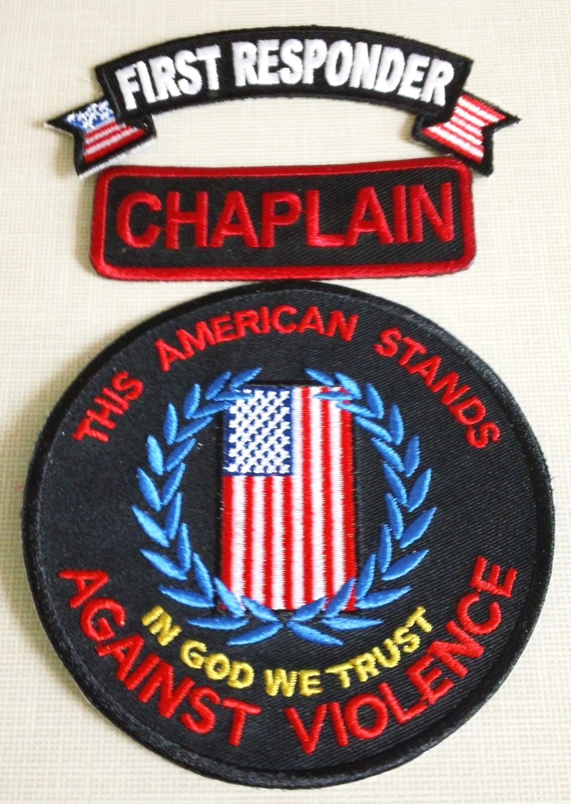 CHAPLAIN PATCHES 3 (2 rocker options) Chap 3x1 Rocker 4x1.5 In God We Trust 3.5"