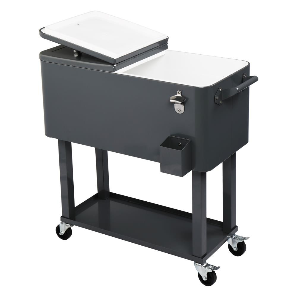 New Outdoor 80QT Rolling Party Iron Spray Cooler Cart Ice Bee Chest Party Silver
