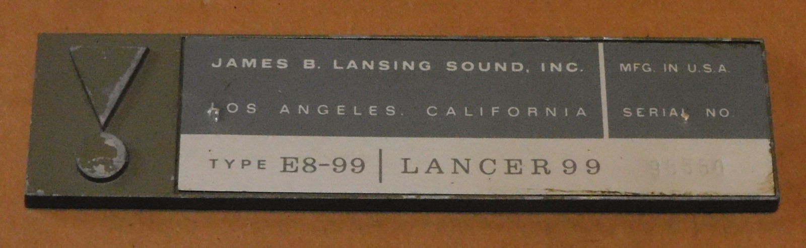 JBL Type E88 Lancer 99 James B. Lansing Sound metal Speaker Badge Logo Emblem
