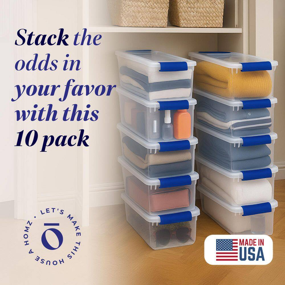 7.5 Qt. Secure Latching Plastic Stackable Storage Container in Clear, 10-Pack