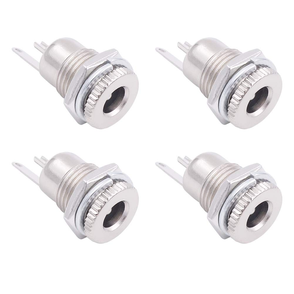 DC Power Jack Socket, 4-Pack 5.5mm x 2.5mm Barrel x 2.5mm, Silver