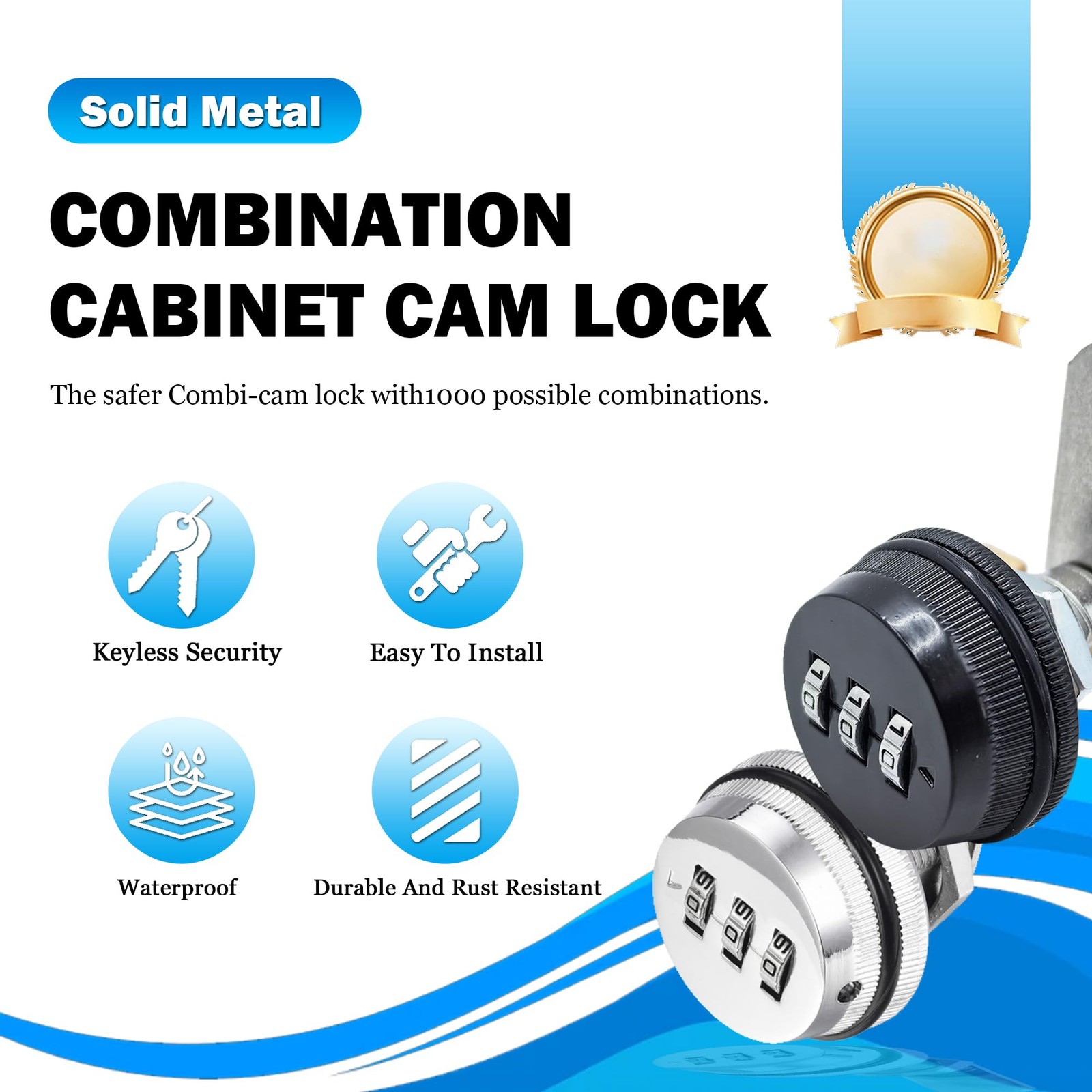 Combination Cabinet cam Lock,Black 3-Digit Combi Password Code File Drawer Lo...
