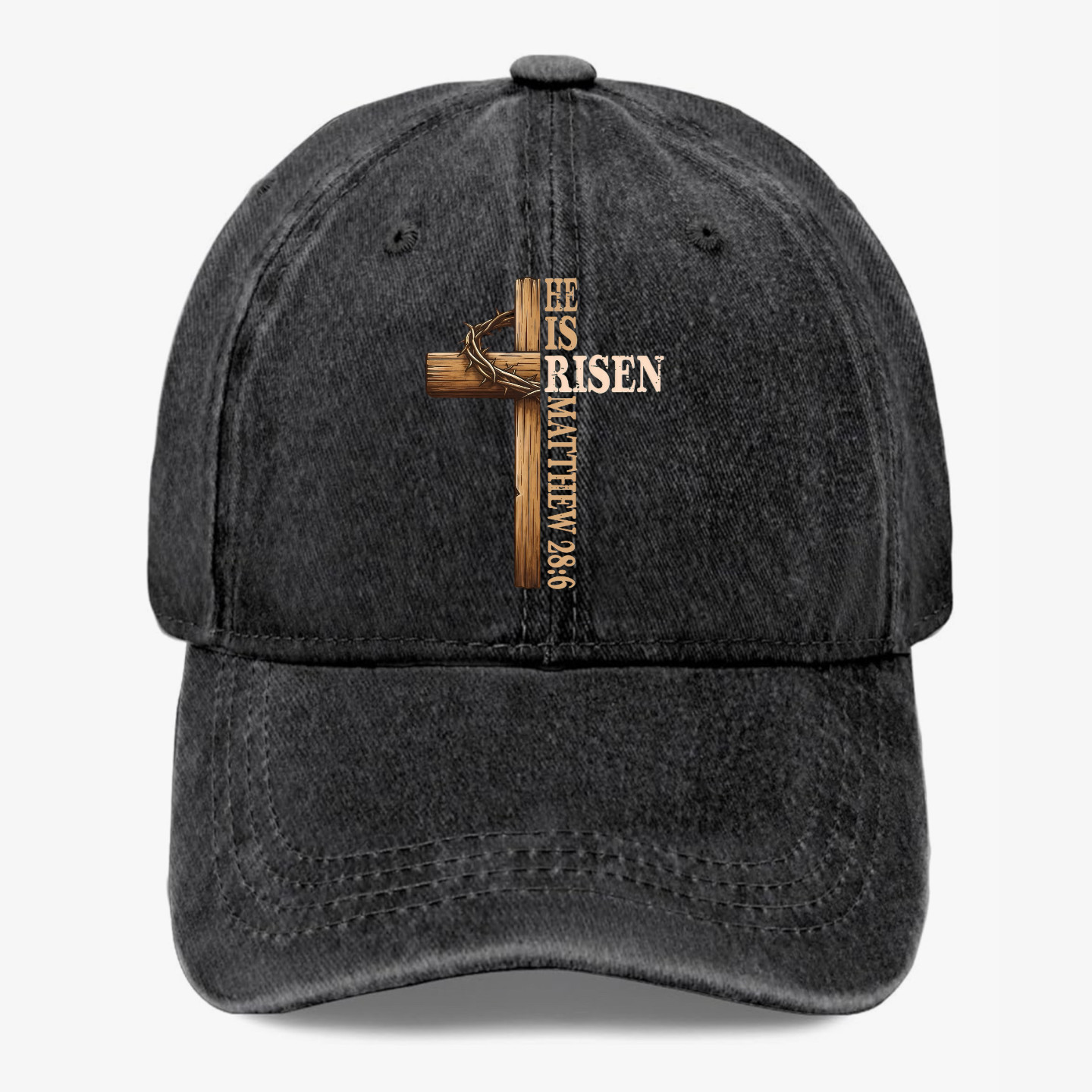 He Is Risen Christian Hat Jesus Cross Matthew 28:6 Faith Easter Baseball Hat