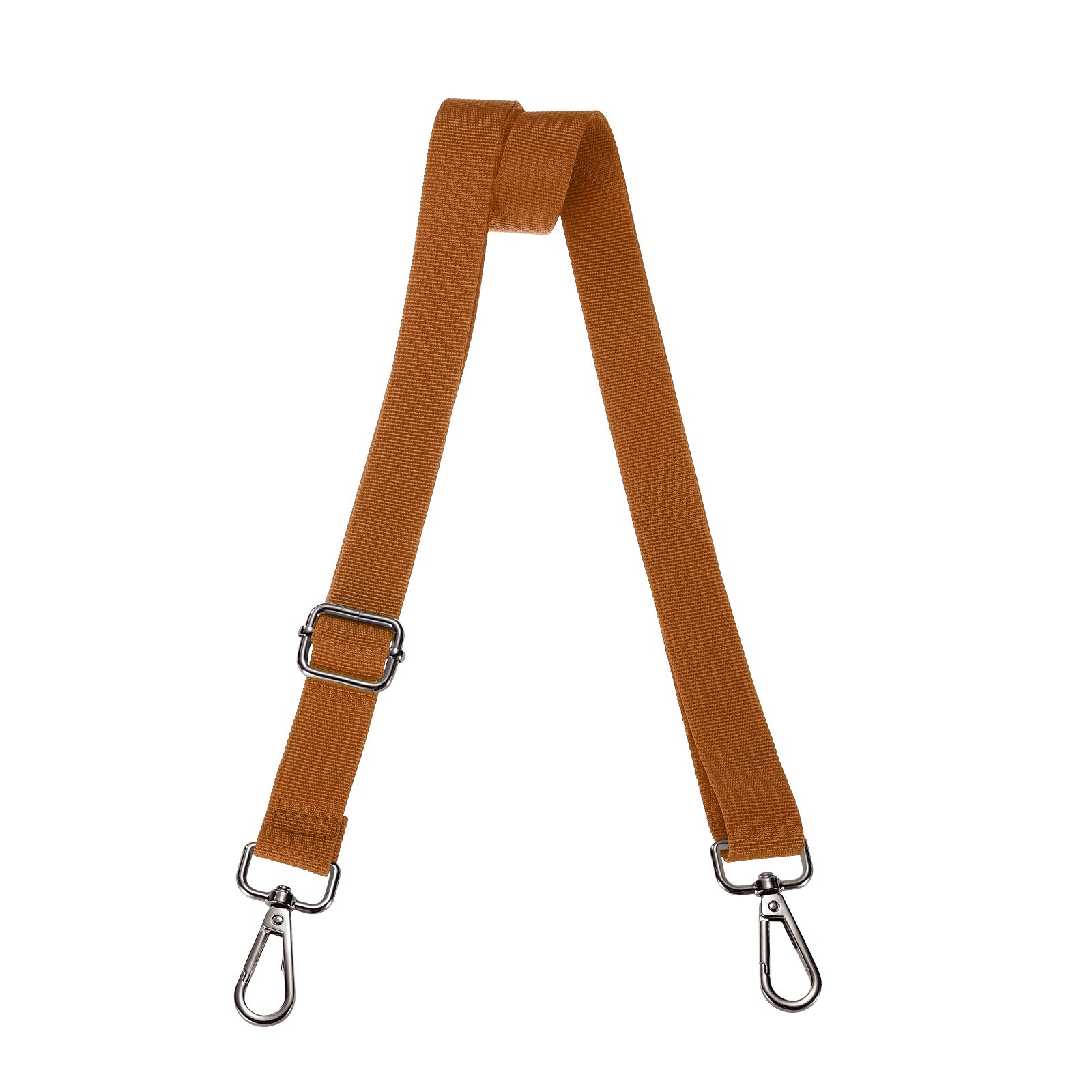 Shoulder Strap 2.5cm Wide Crossbody Strap, Light Brown, Black Buckle