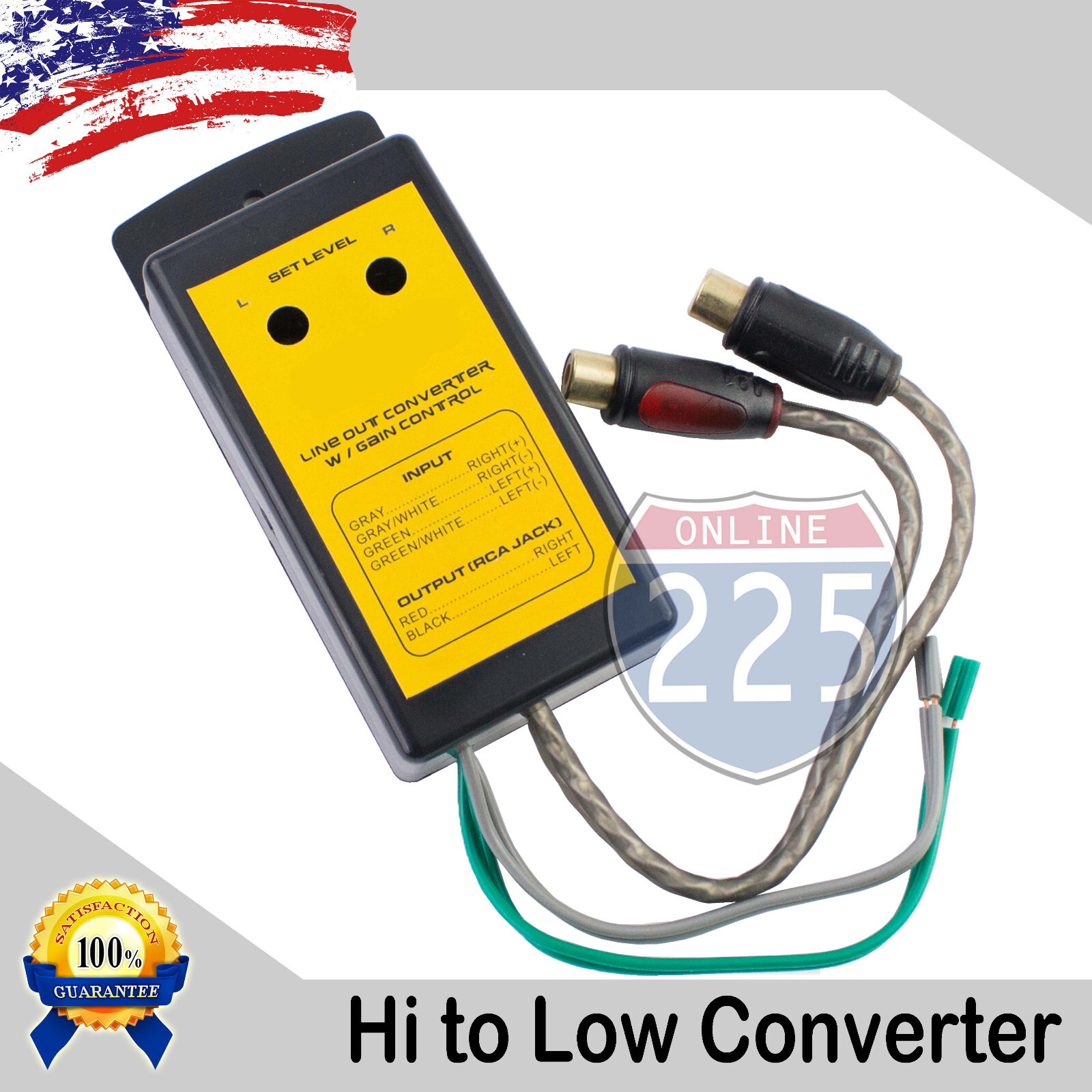 High to Low Line Output Converter Compact 2 Channel Speaker To RCA Outputs
