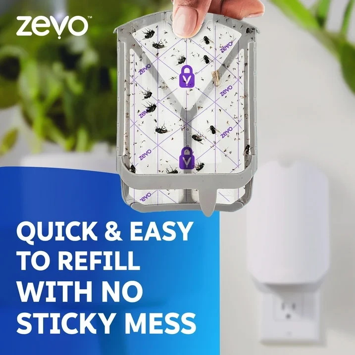 Zevo Flying Insect Indoor Fly Trap Full Size: Easy, Mess-Free Solution - Light T