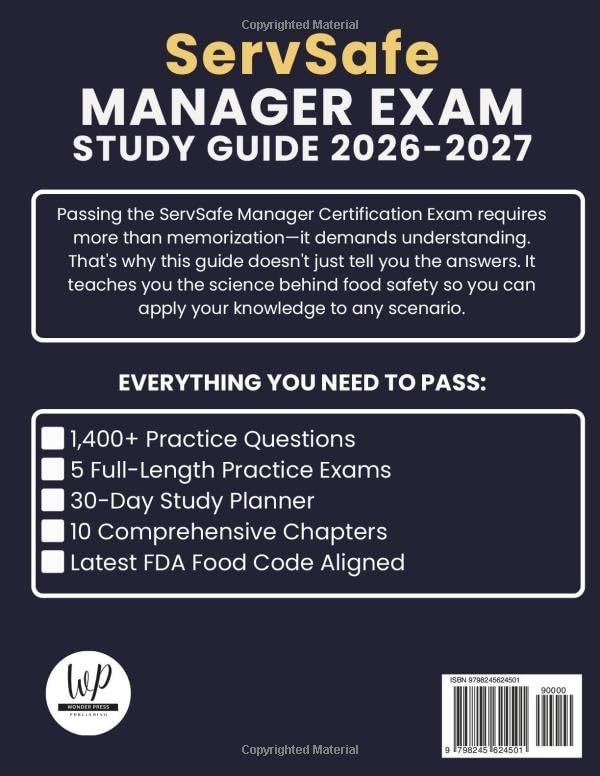 ServSafe Manager Exam Study Guide 2026-2027 - New