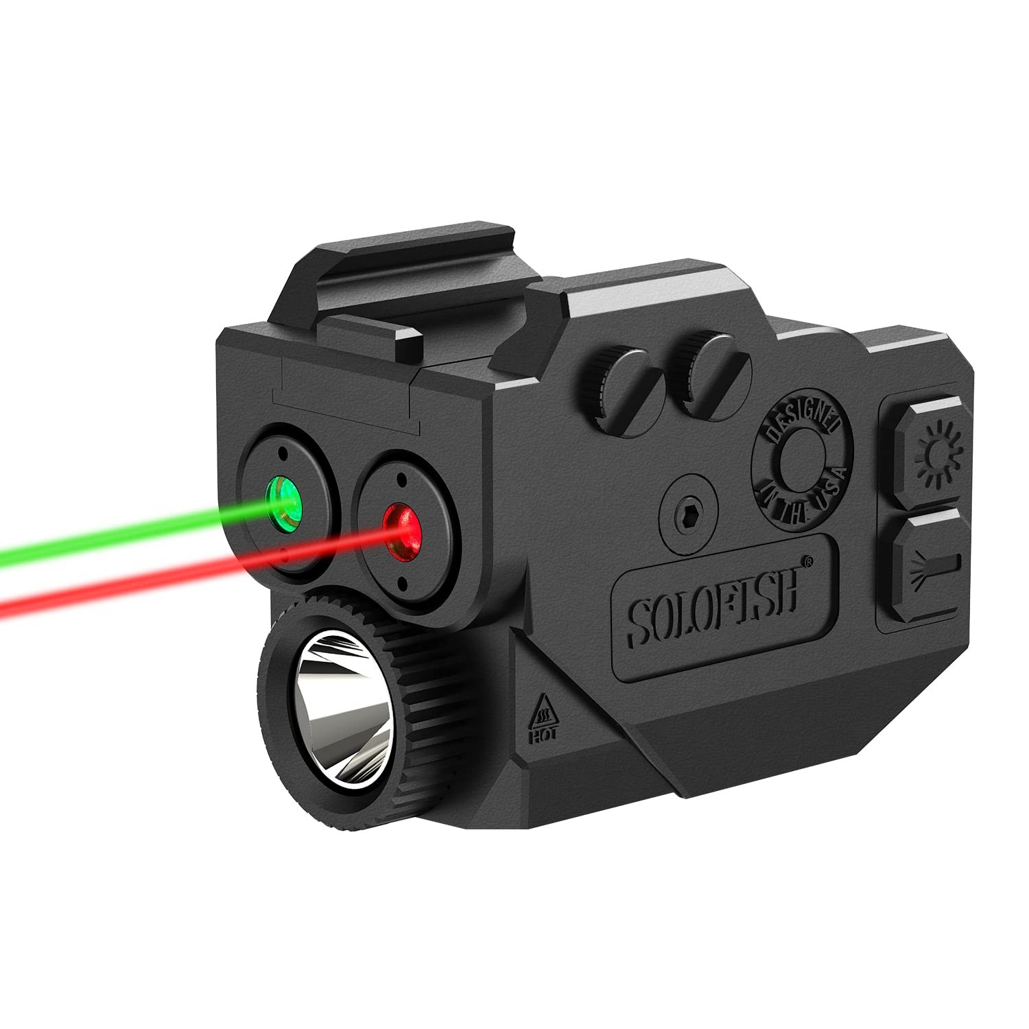 SOLOFISH 500 Lumens Pistol Light Laser Combo, Slidable Red Green Laser and Gu...