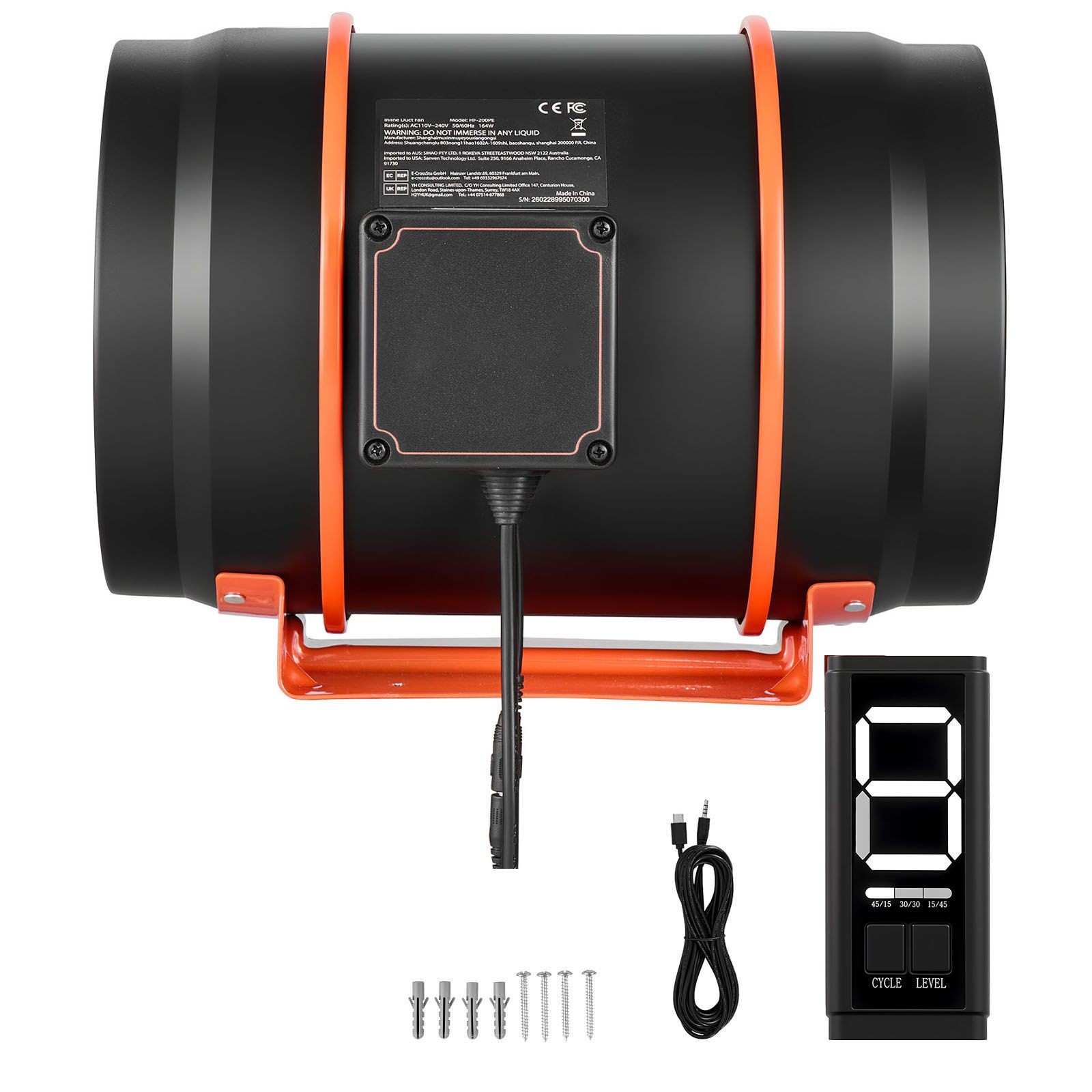 Quiet 8" Inline Fan: 807 CFM, EC Motor, Timer & PWM Control for Grow Tents