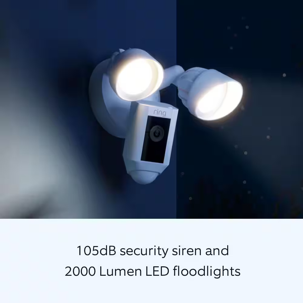 Floodlight Cam plus Wired - Outdoor Smart Security Camera with Two LED Lights, T