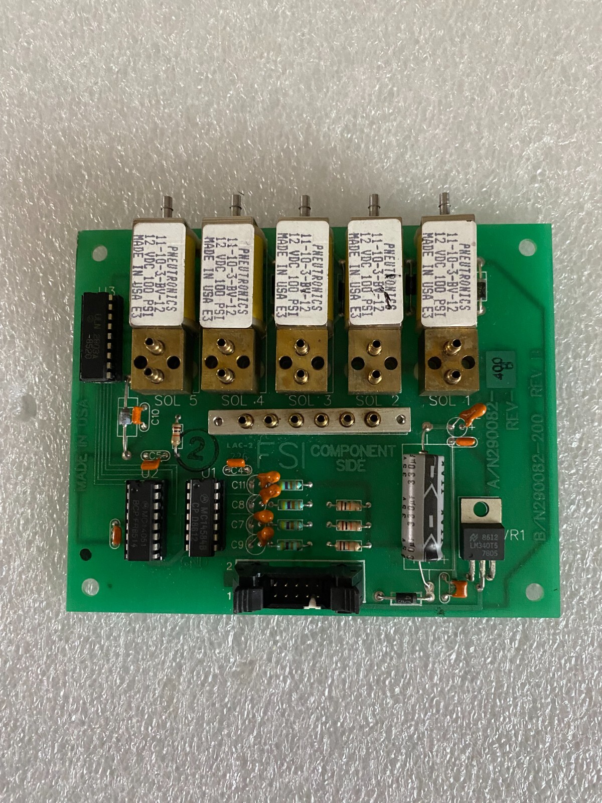 FSI 290082-200 ASSY PCB.  5ea 11-10-3-BV-12 valve on it