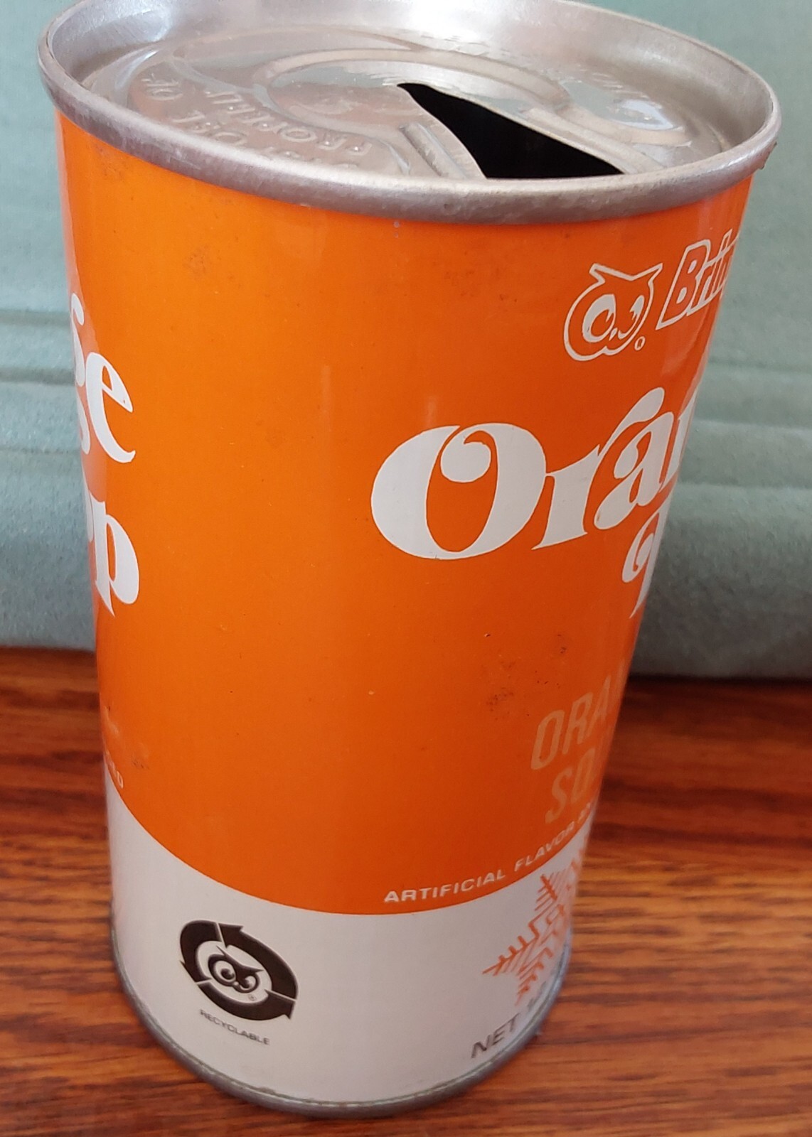 Brimfull ORANGE POP EMPTY Vintage Soda Can