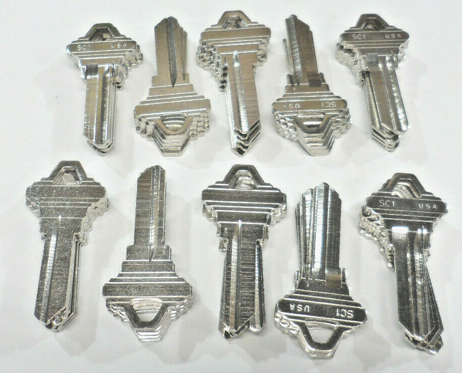 Ilco SC1 keyway 5 pin key blanks  -Package of 50 Nickel Plated - Made in USA