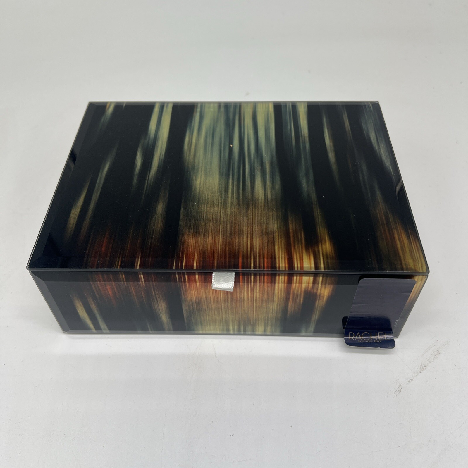 Rachel Roy Dresser - glass Trinket Box Stylish 8"x6" Great Shape