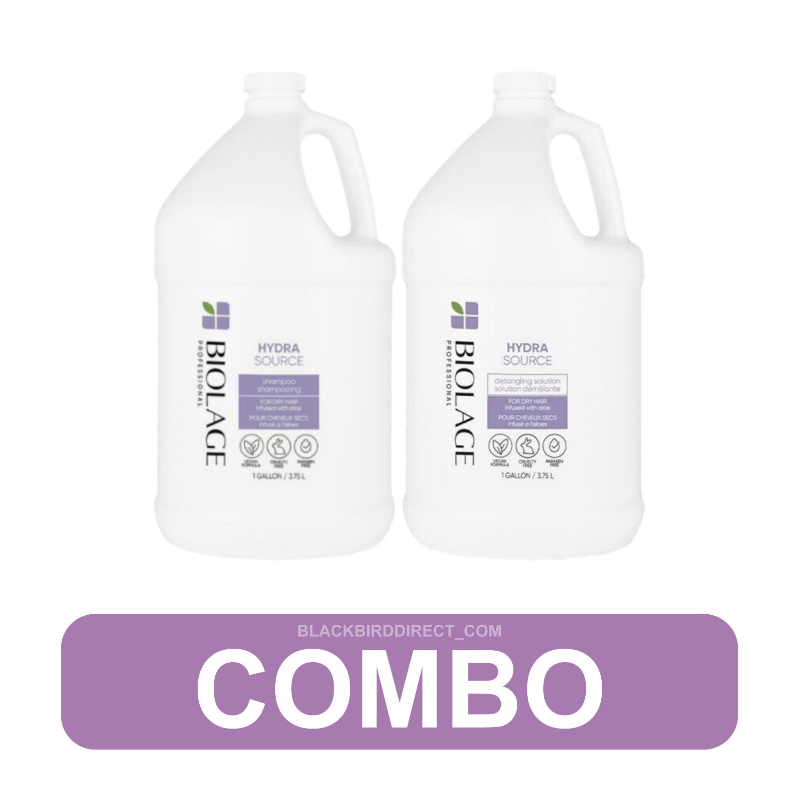 🔥✅ COMBO Matrix Biolage HydraSource SHAMPOO & DETANGLING SOLUTION Gallon 128oz