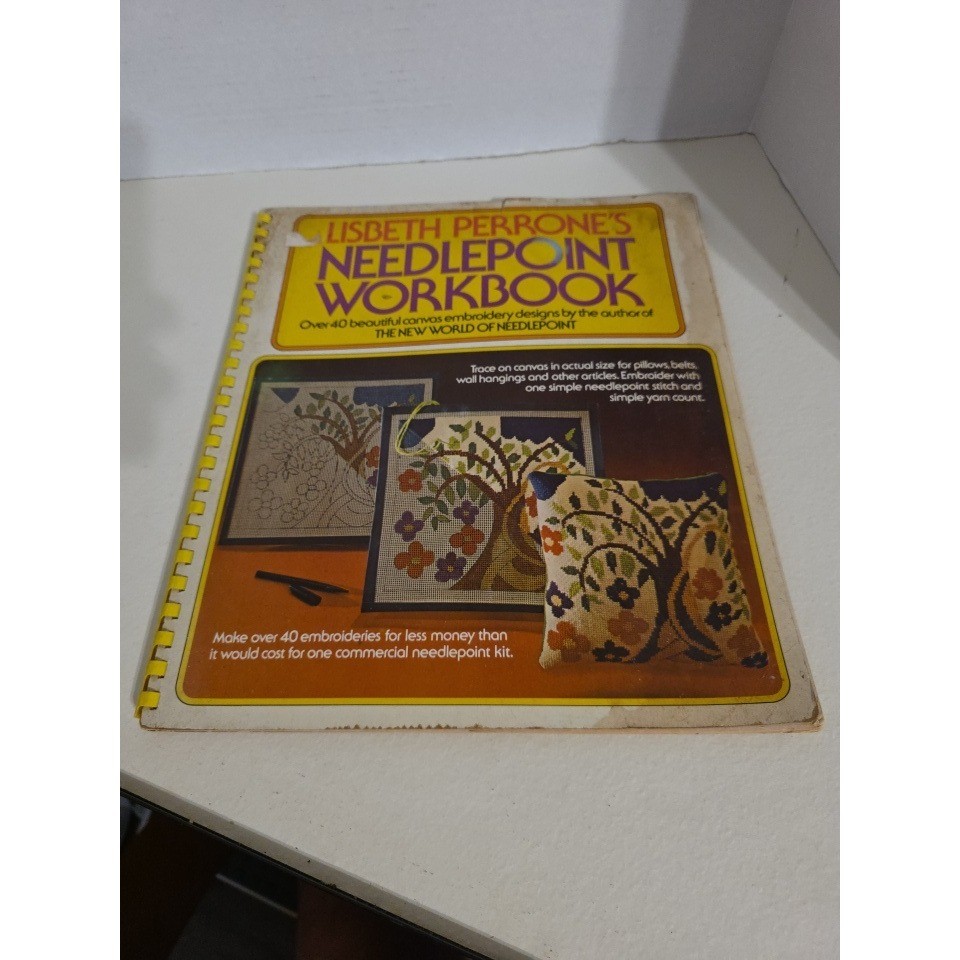 Vintage 1973 Lisbeth Perrone Needlepoint Workbook 40+ Designs Spiral Bound Book