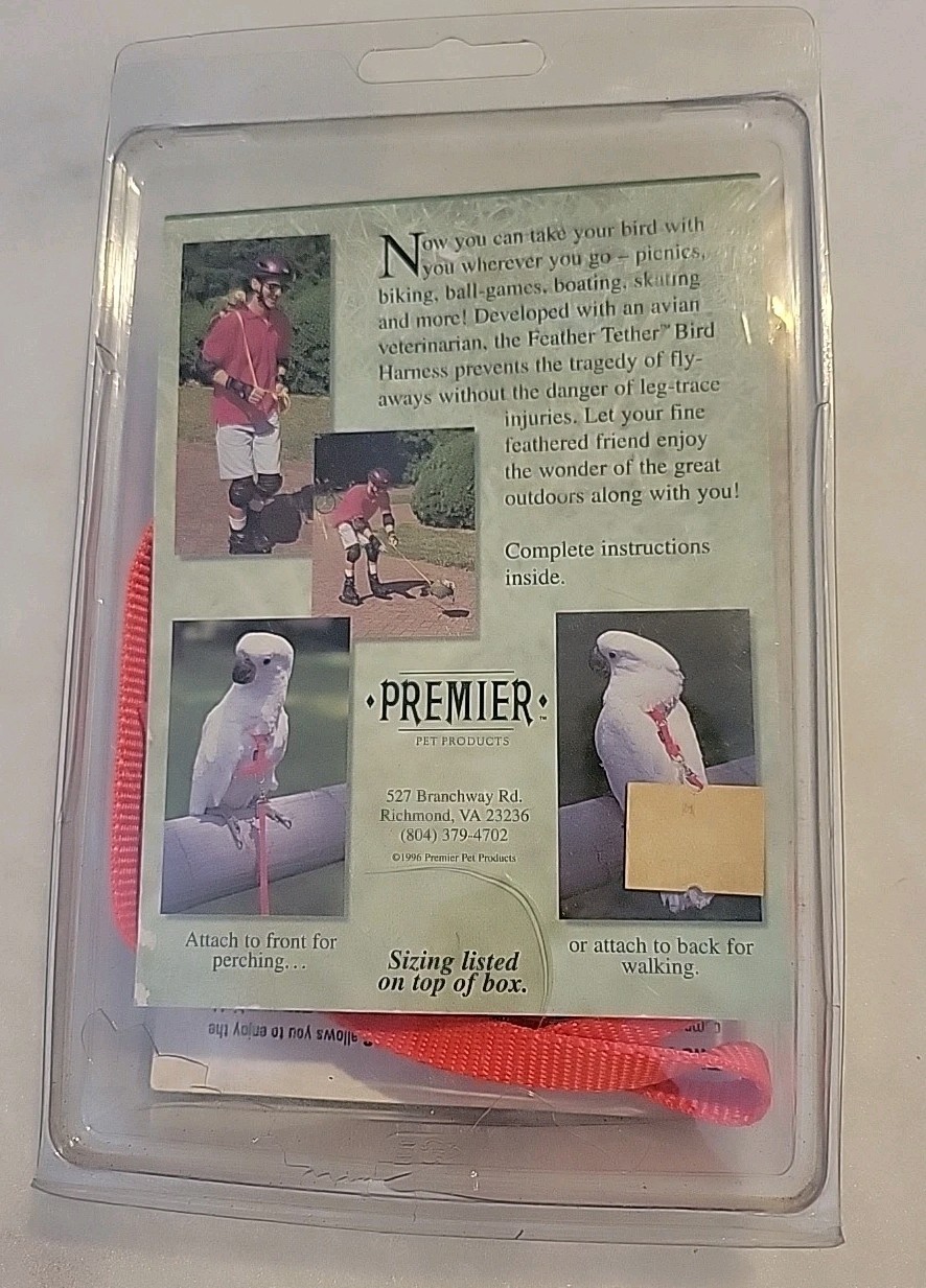 Premier Feather Tether Bird Harness & Leash Small Blaze Orange