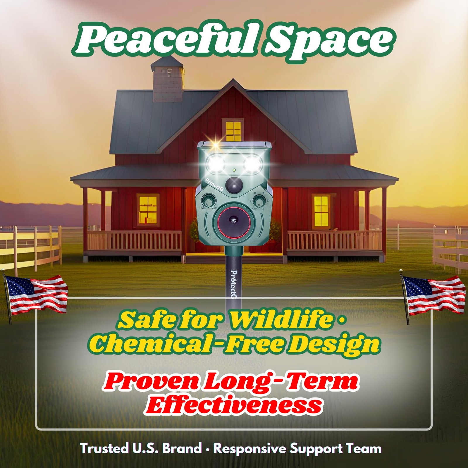 Motion Activated Solar Ultrasonic Animal Repellent Waterproof Yard Protector