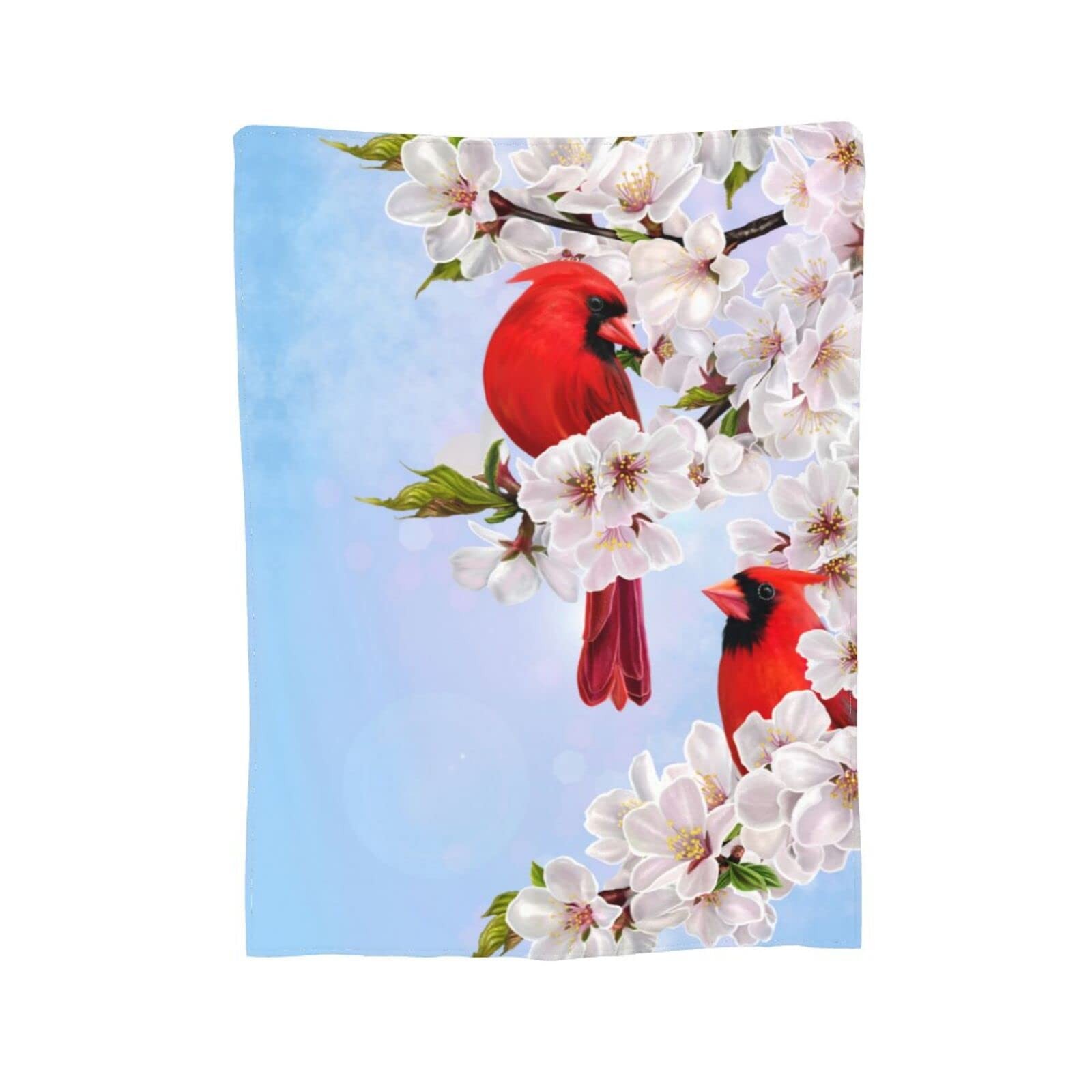 Perinsto Red Cardinal Birds and Cherry Flowers 50"x40",