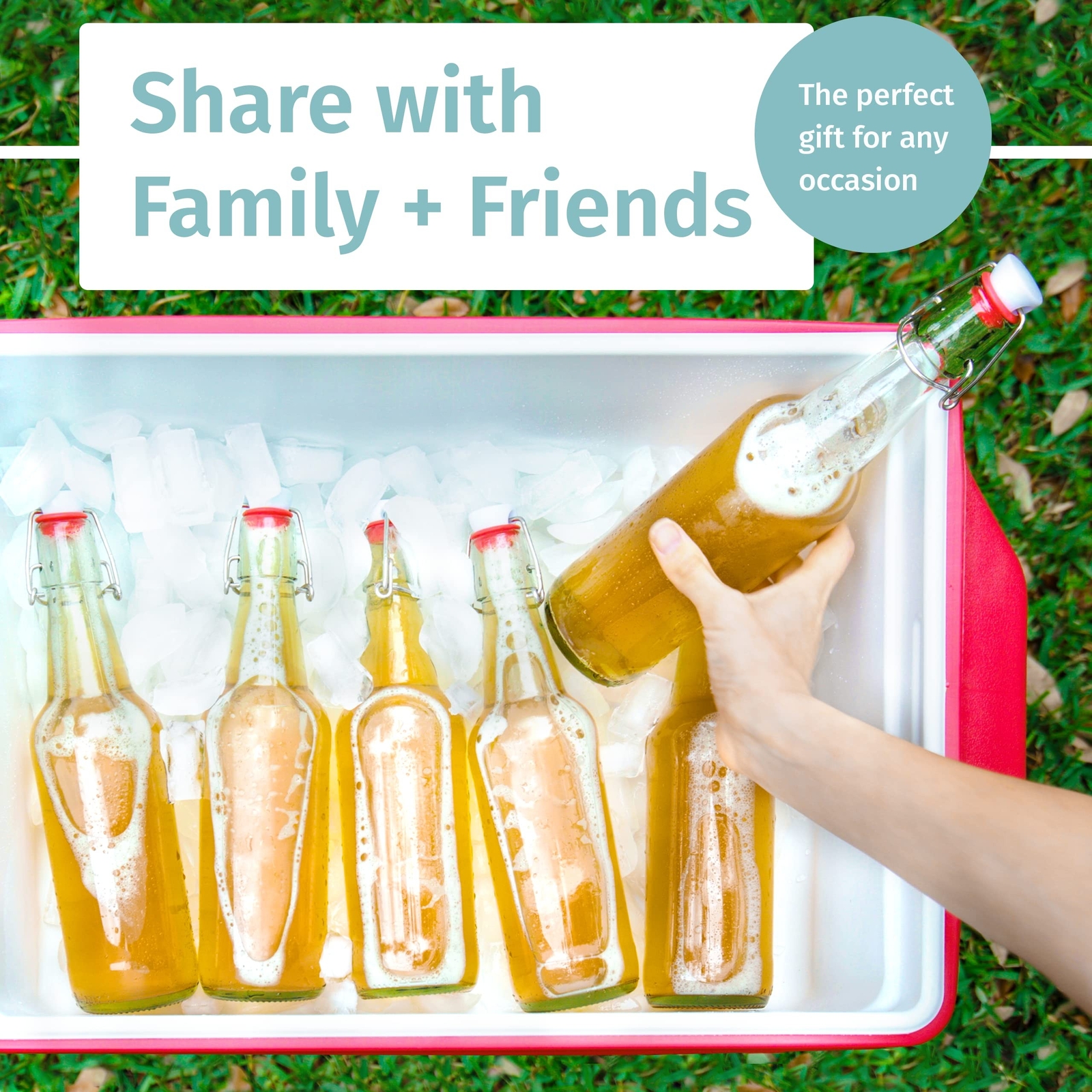 Otis Classic Swing Top Glass Bottles - Set of 6, 16oz w/Marker & Labels - Cle...