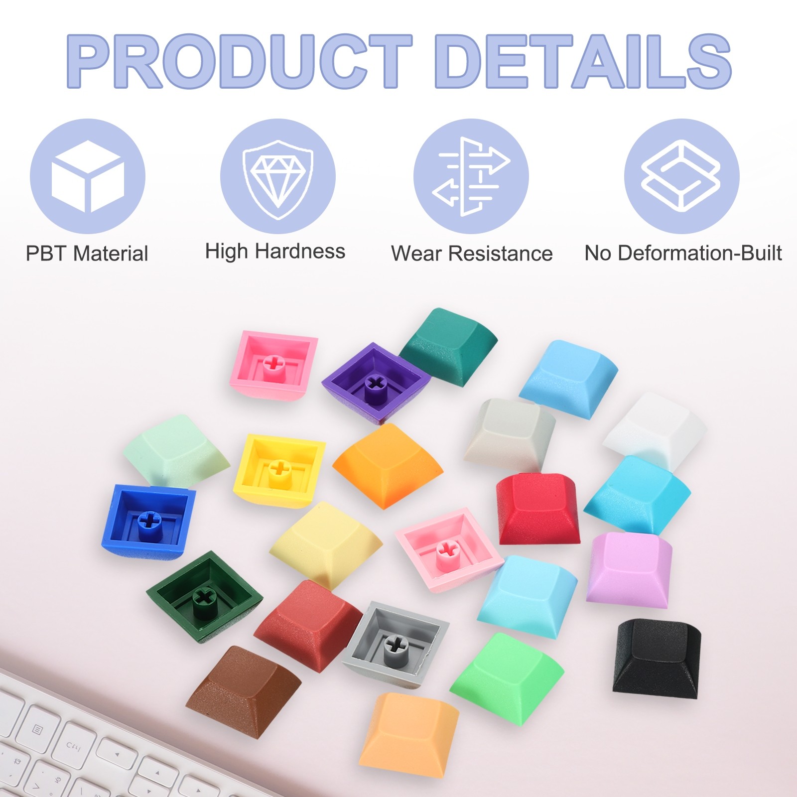 50 Pcs PBT Keycap Set DSA Mechanical Numeric Keypads for Keyboard, Light Gray