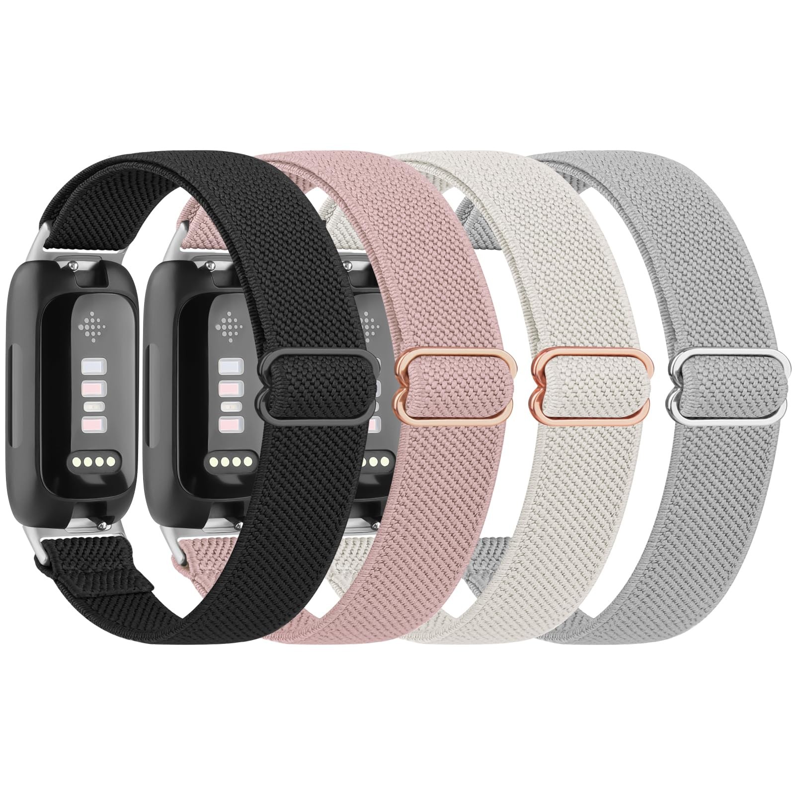 4 Pack Elastic Bands for Fitbit Inspire 3 Bands for Women Men, Soft Adjustable S