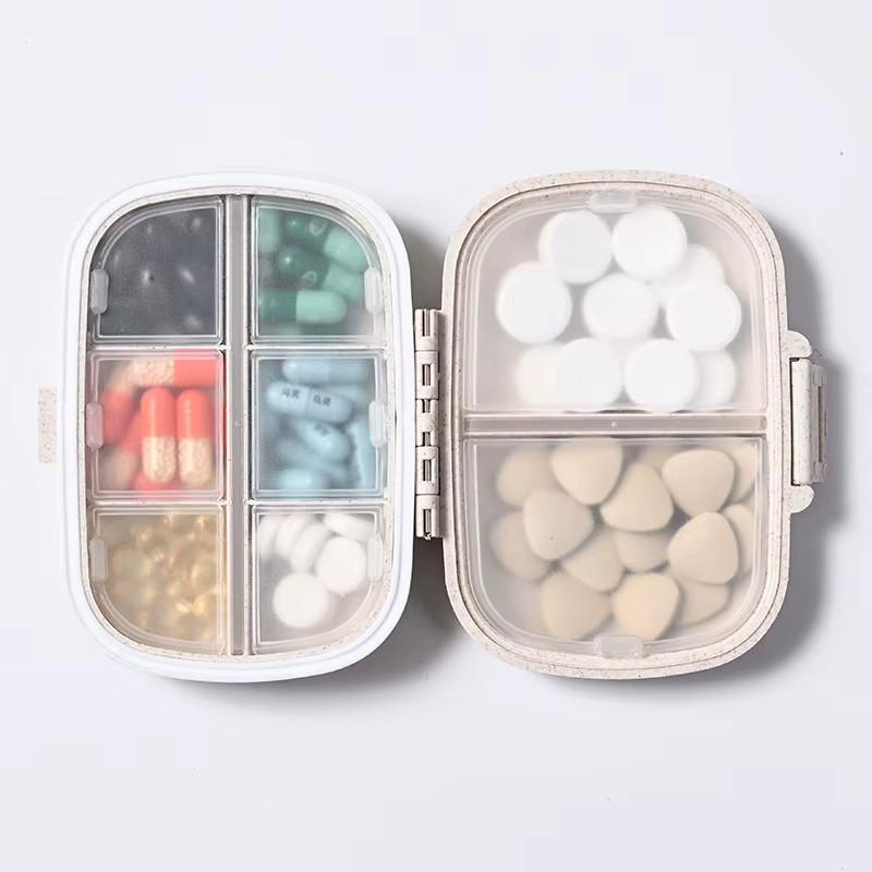 8 Grids Organizer Container for Tablets Travel Pill Box with Seal Ring