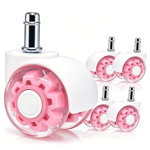 Office Chair Wheels, 2 Inch Heavy-Duty Rubber Wheels for Office 2 inch Pink