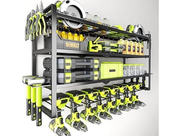 Hipidian Heavy Duty Wall Mount Tool Organizer- 4 Tier 8 slot, 4 tier