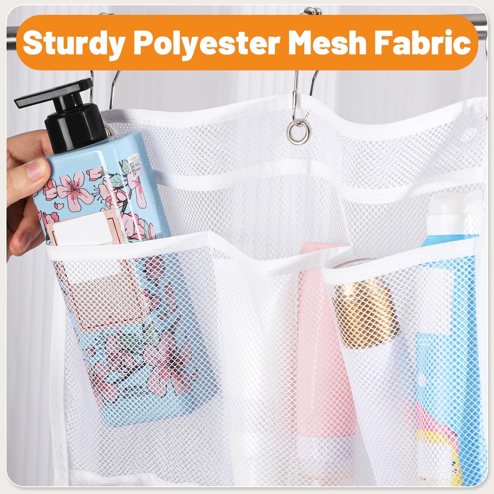 Dntorx 2 Pack Mesh Shower Hanging Caddy, 7 Pockets White