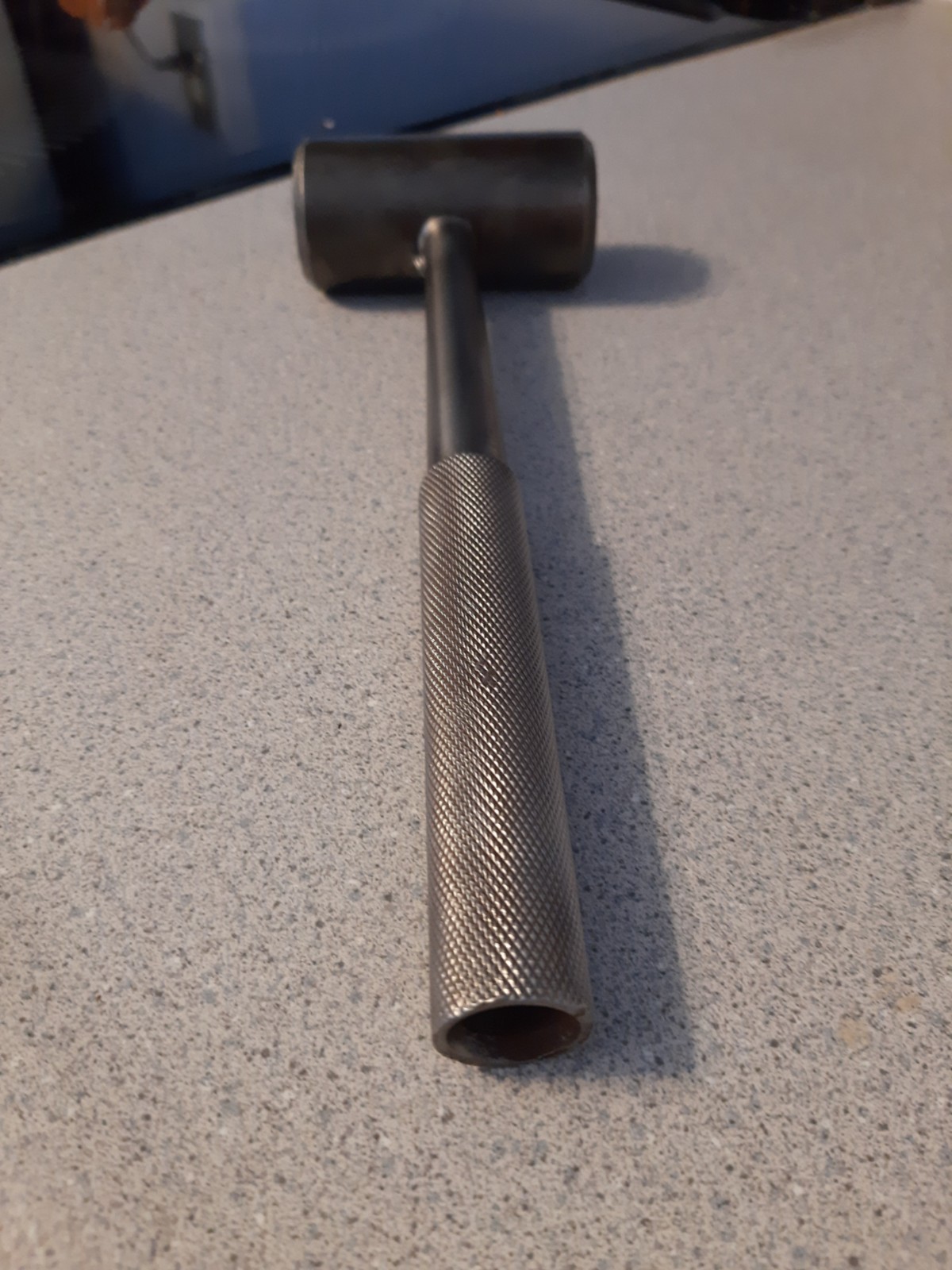 Vintage 2 lb 9.5 inch Bone Mallet SOLID Steel Head Partly Hollow Knurled Handle