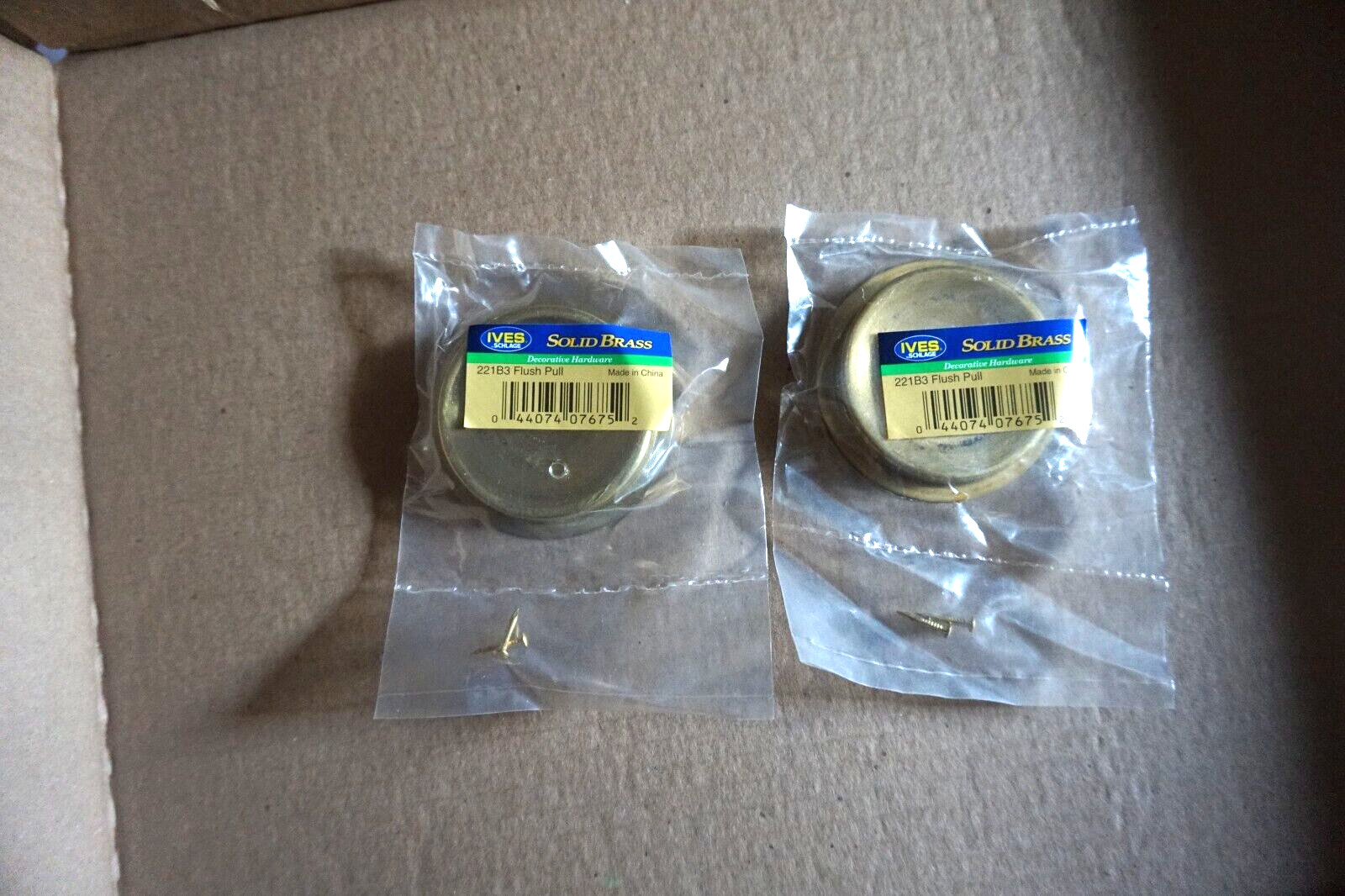 QTY. 2  IVES 221B3 Solid Brass Flush Door Pull,  FREE SHIPPING