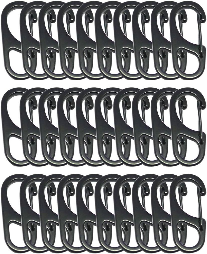 Small Carabiner Clips 1.25 inch/1.85 inch Snap Hooks Small_1.25"/32mm, Black