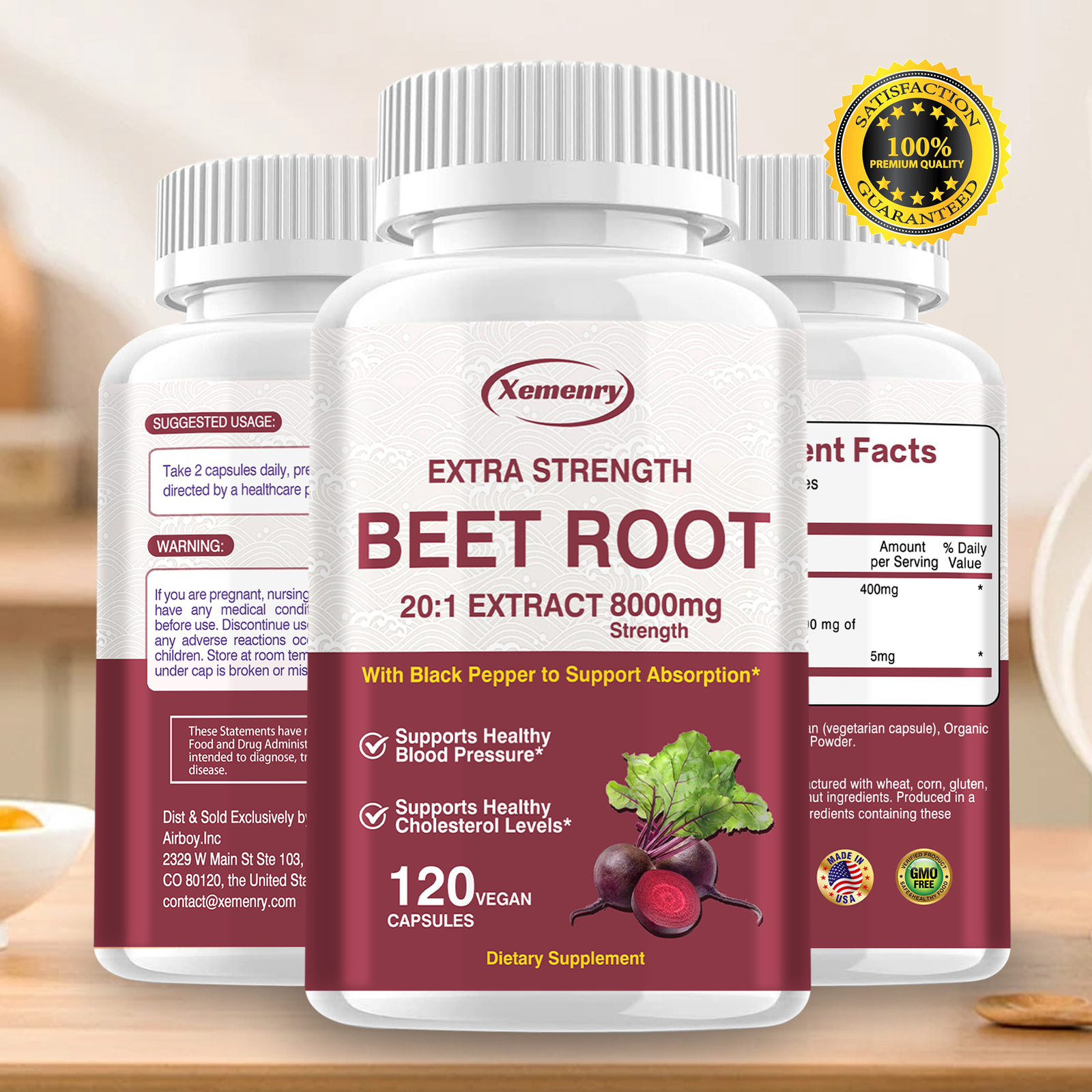 Extra Strength Beet Root 20:1 Extract Capsules - Heart & Blood Pressure Support