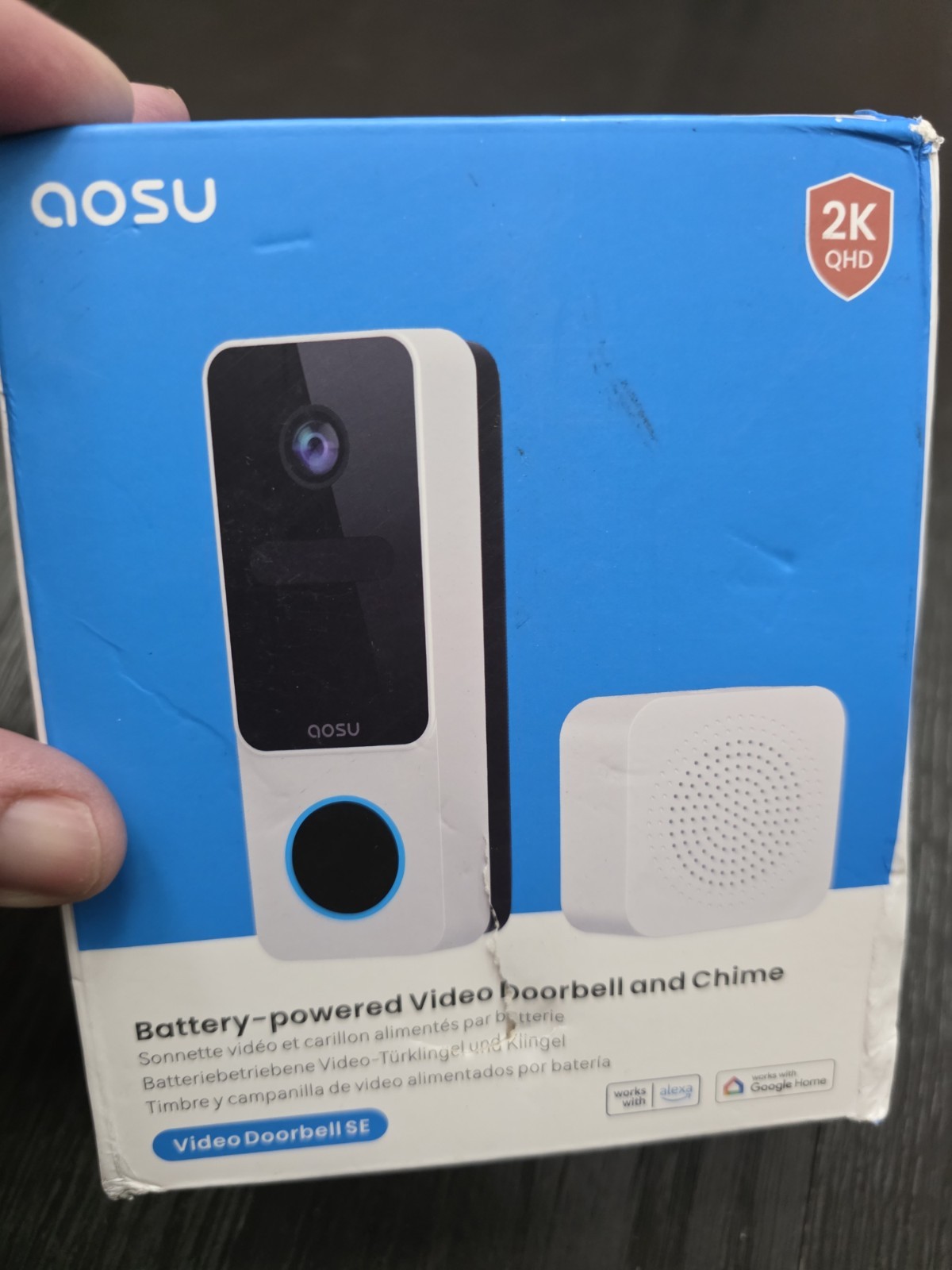 AOSU V8E2CA11 Wireless Doorbell Video Camera with Homebase, 5MP HD New