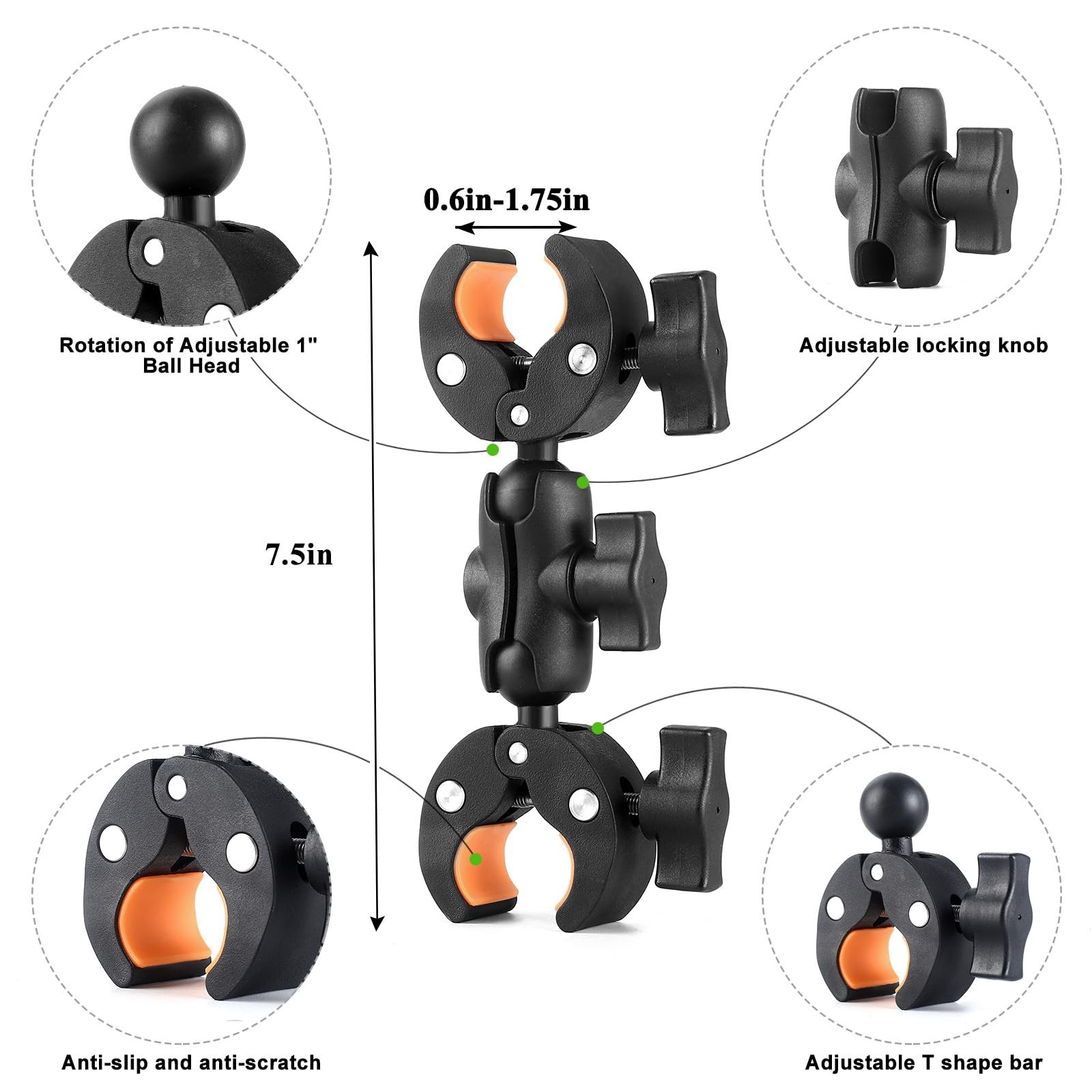 Super Double Clamp Camera Mount Chair Umbrella Clamp, with 360° Magic Arm Dou...
